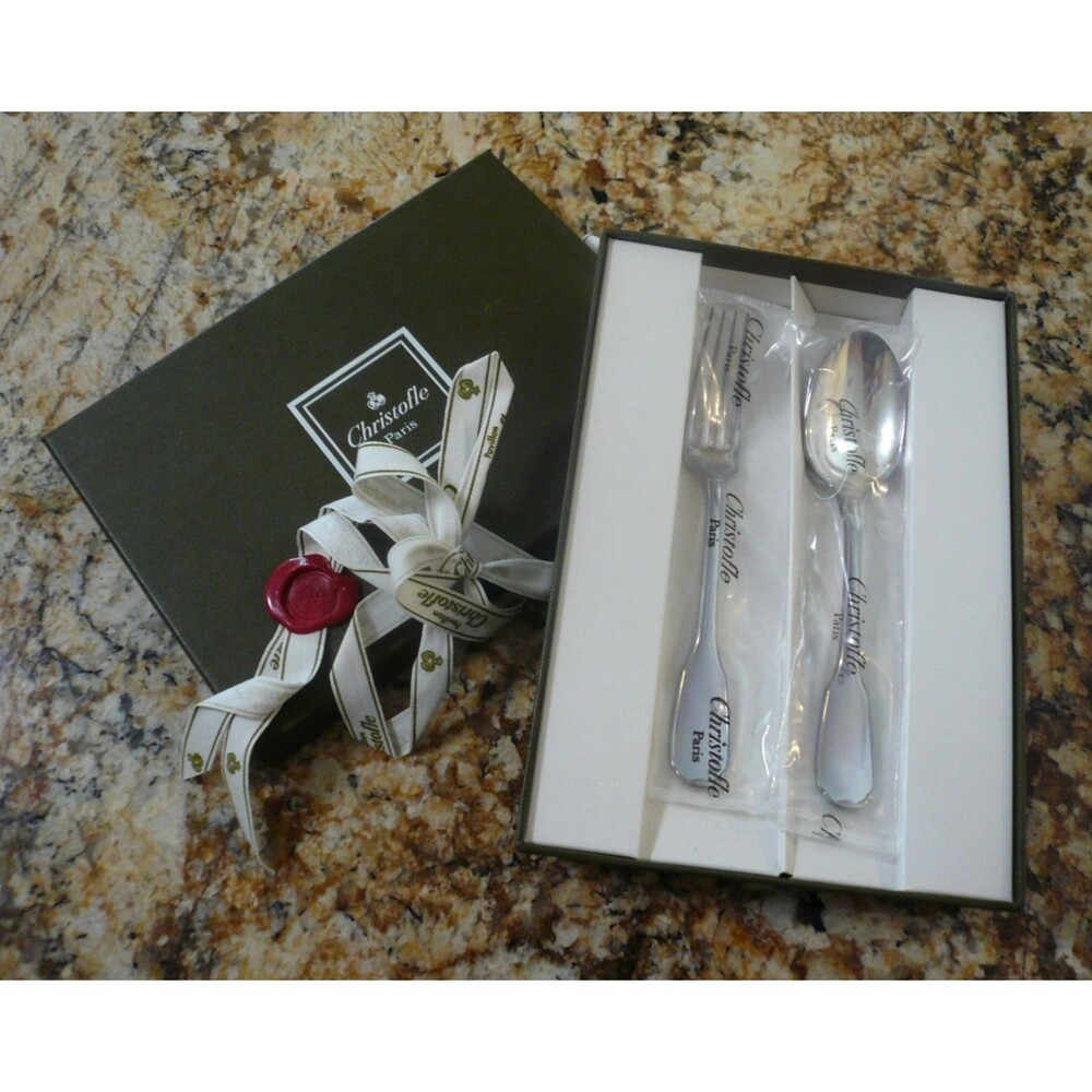 Christofle France Plunir 2 Piece Youth Child Set Fork Spoon Silverplate